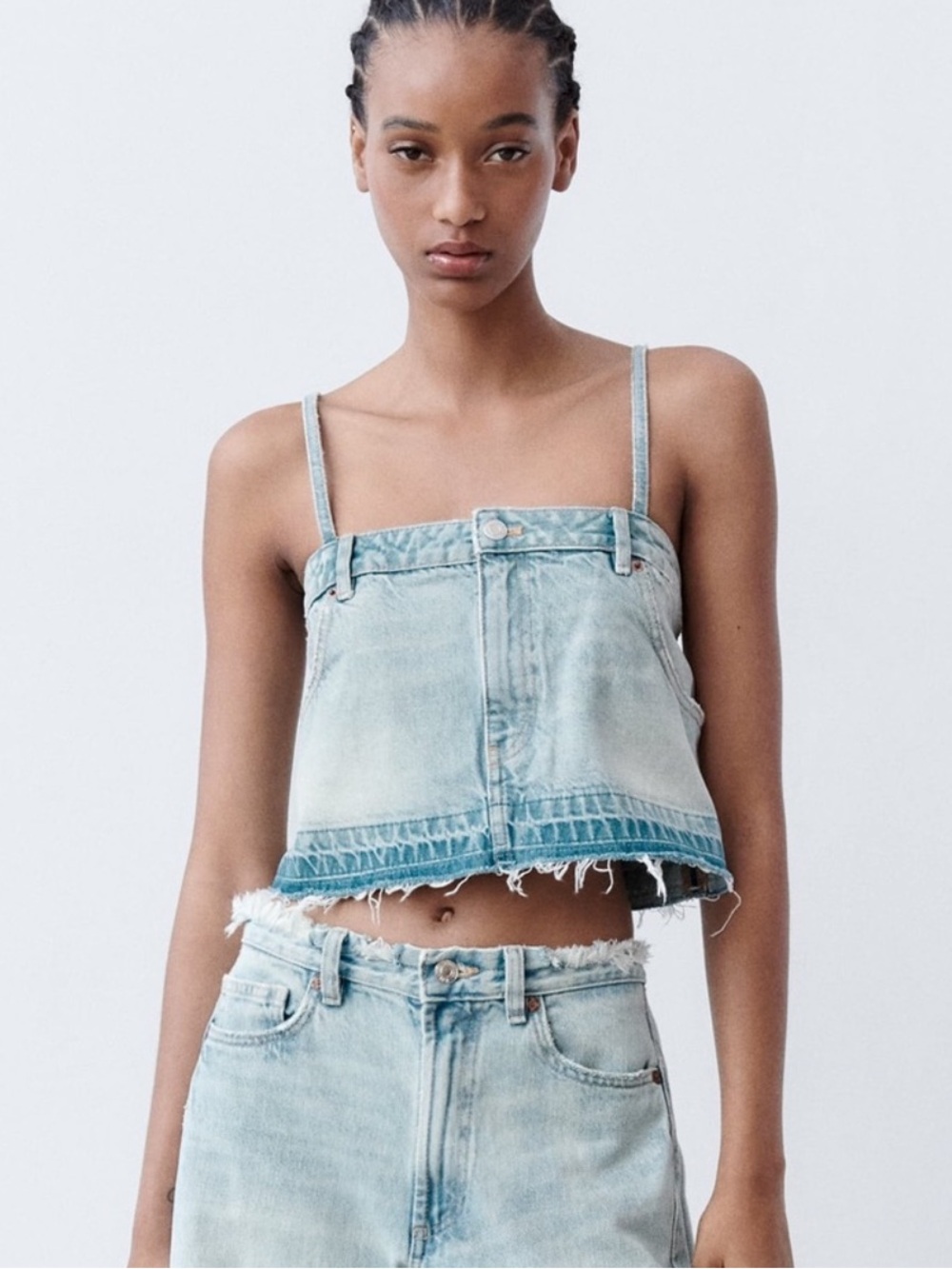 ZARA Denim Cropped Top